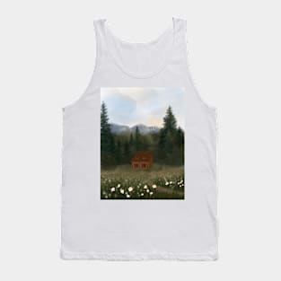 Abstract Landscape, Cute Cottage Illustration Tank Top